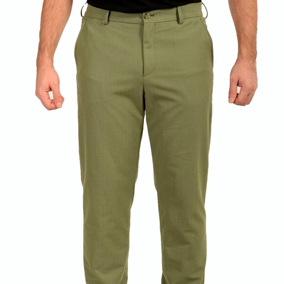 Hugo Boss Men's "C-Perin-CW-WG-253" Flat Front Wool Sage Pants US 32R IT 48 - Picture 1 of 5
